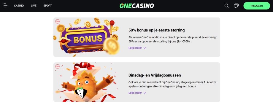 onecasino bonussen