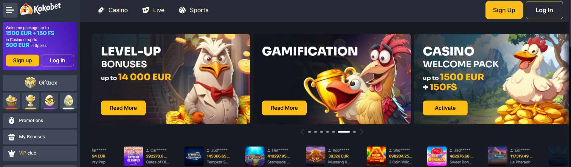 level up actie bij het kokobet casino