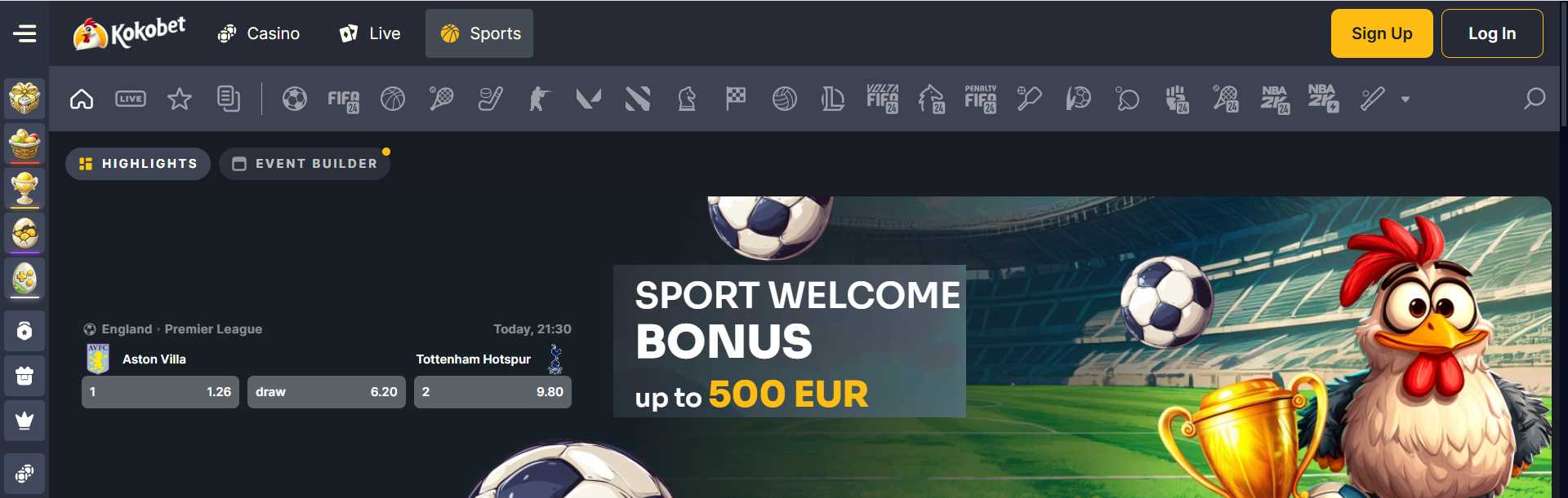 sport welkomstbonus bij het kokobet casino